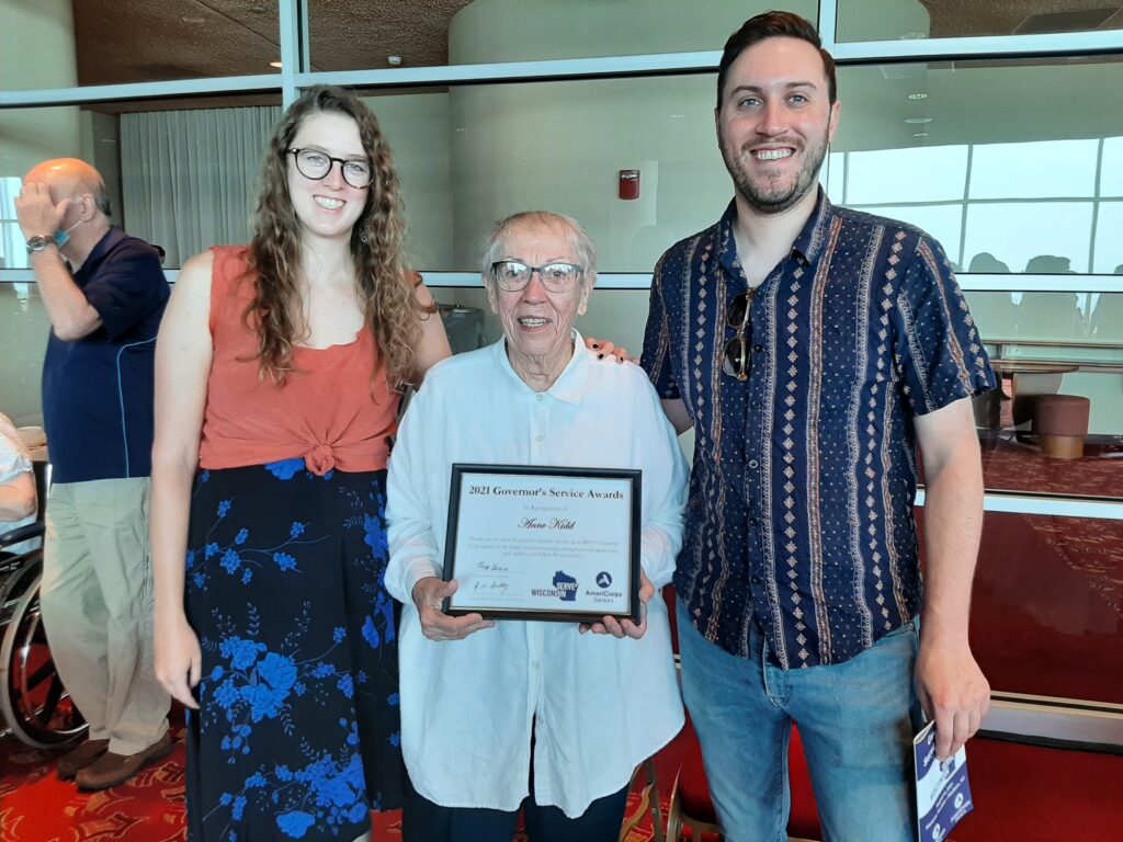 Anne Kidd receiving the Governor's Service Award in 2021